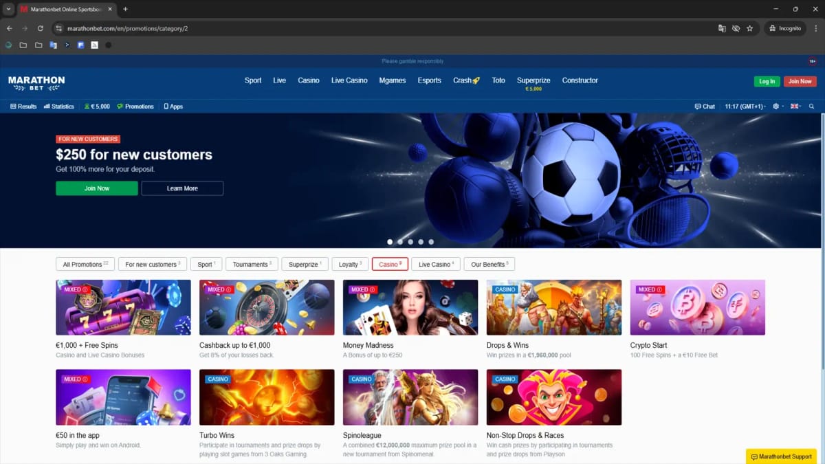 Bonus benvenuto MarathonBet Italia